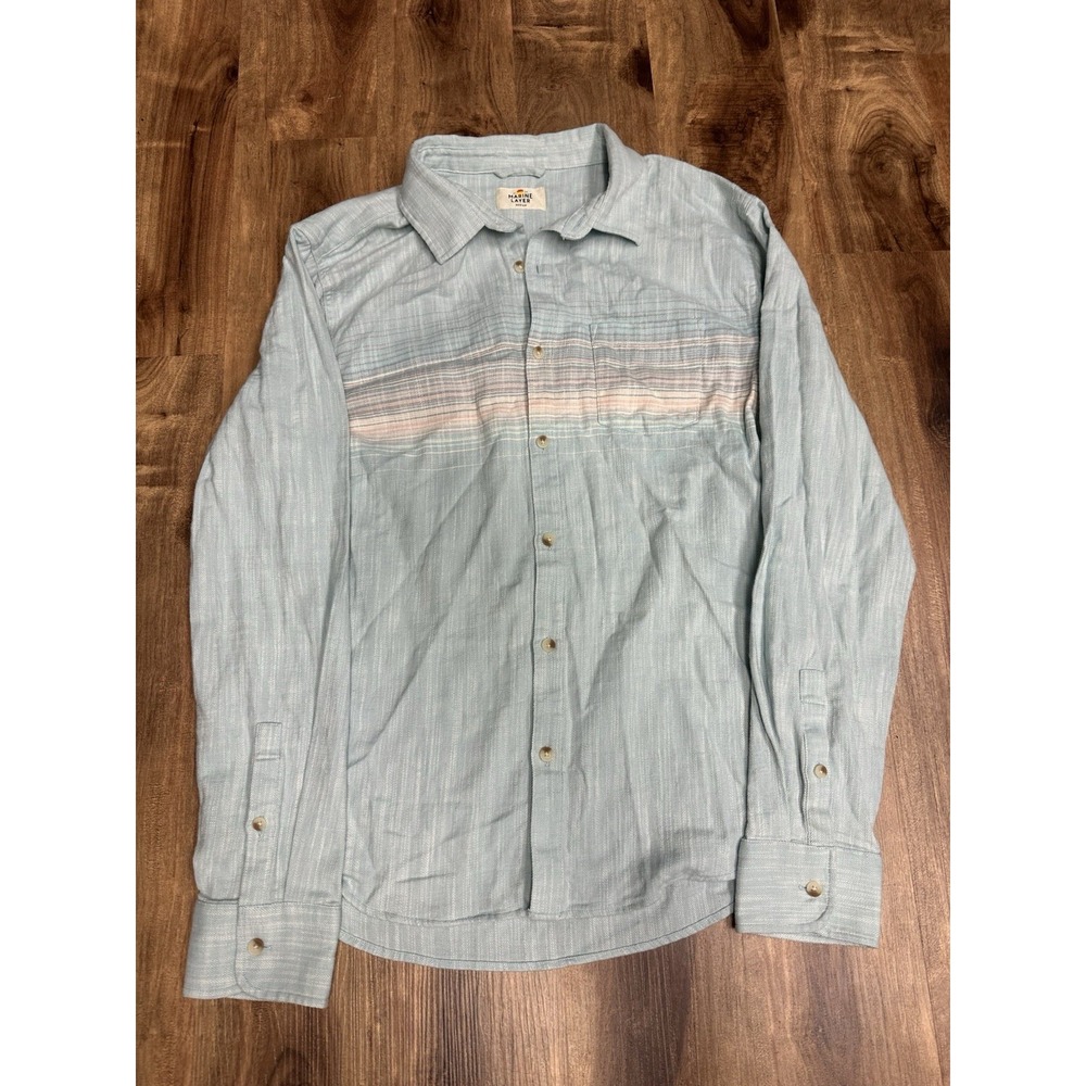Marine Layer Classic Stretch Selvage Shirt Natural Multi Stripe Medium